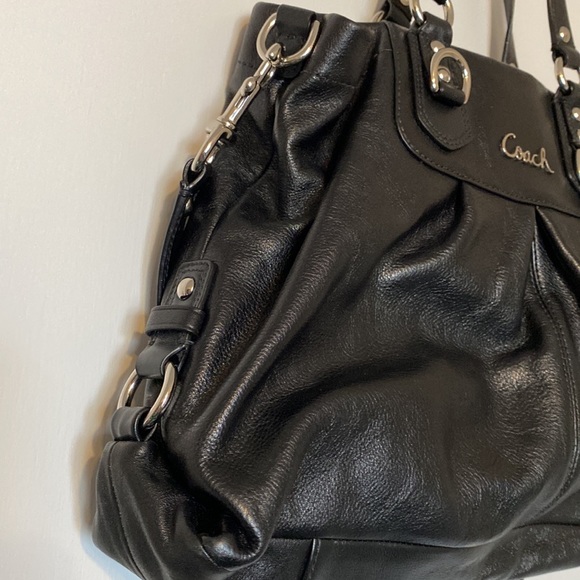 Coach Black leather satchel with silver tone hardware - Picture 3 of 9